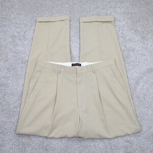 Metropolitan Lord & Taylor Pants NWT Mens 36x34‎ Beige Pleated Cuffed Microfiber